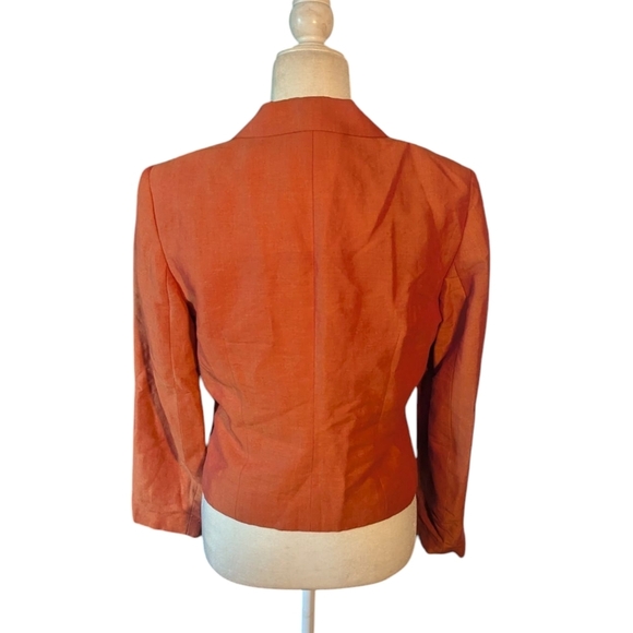 Ann Taylor Orange Blazer Linen Blend Tailored Fit Career Cropped Length Sz 8 - Picture 3 of 8